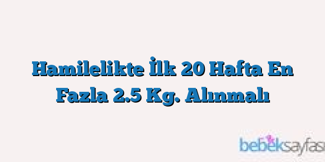 Hamilelikte İlk 20 Hafta En Fazla 2.5 Kg. Alınmalı